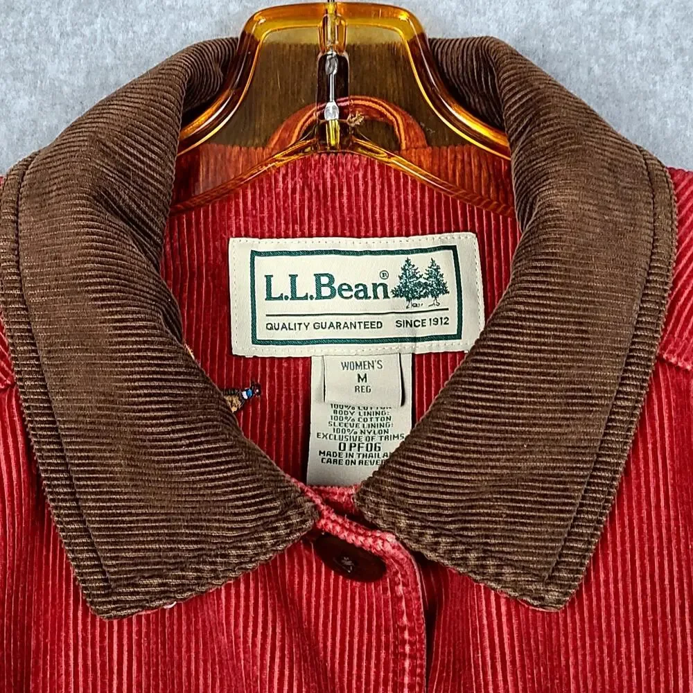 LL Bean Vintage Archive Red Corduroy Pheasant Barn Jacket Coat Women’s Medium - Picture 2 of 16